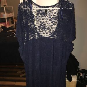Navy blue heart lace dress